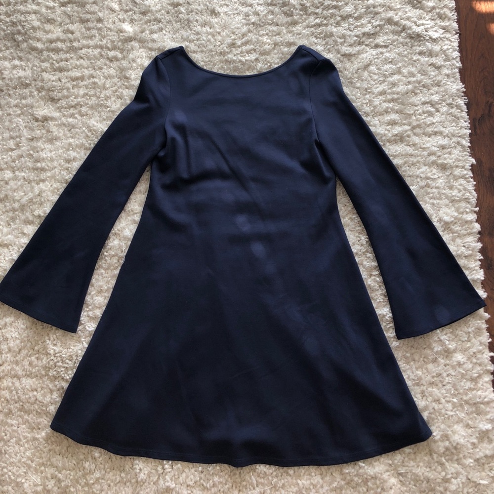 Navy flute sleeve dress